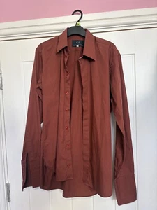 OZWALD BOATENG Men's Red Dress Buttoned 100% Cotton Shirt, 15 inch / 38cm Neck - Picture 1 of 10