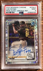 Luis Patino 2020 Bowman Chrome Speckle Refractor /299  PSA 9 Auto Padres - Picture 1 of 2