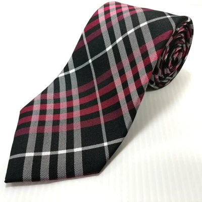 Gravata de luxo Geoffrey Beene preta rosa branca xadrez tecido seda 59 x 3,25 - Imagem 1 de 4