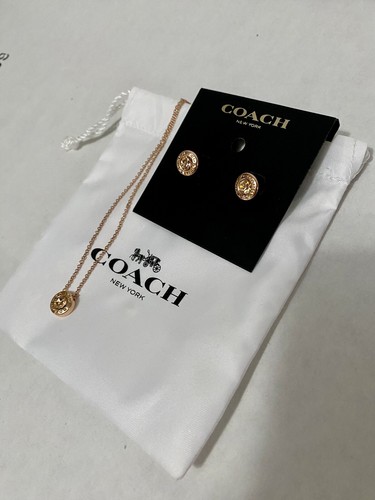 Coach Open Circle Necklace And Earrings Set Rose G