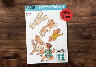 Simplicity 9338 Sewing Pattern Newborn / 6 months Unisex One Piece Snap On Suit - Image 1 of 4