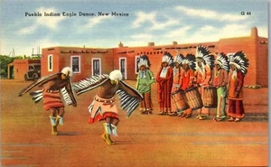Cartolina d'epoca nativi americani Pueblo danza aquila indiana New Mexico quasi nuova - Foto 1 di 4