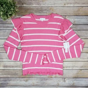 Abound Pullover Damen S rosa gestreift Rüschenborte Pullover NEU - Bild 1 von 8