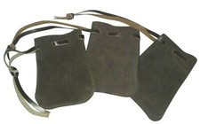 LARP Leather Draw String Pouch Bag Money Dice Reenactment Black and Brown 7x10cm