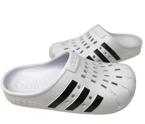 Adidas Adilette Zoccoli Unisex Bianco Nero Sandali da Bagno Slip On Tg Uomo 7 Donna 8