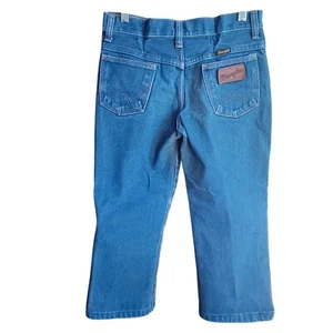 Boys 10 27x22 Vintage Wrangler Denim Jeans USA 1980's Cowboy Western Flare - Picture 1 of 7