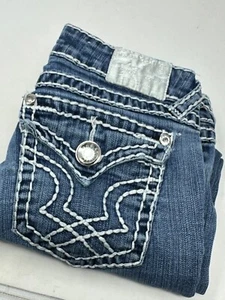L.A. Idol Juniors Sz 5 Jean Capri Flap Pockets Blue Denim X7 - Picture 1 of 6