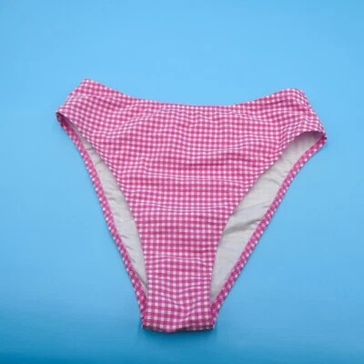 Victorias Secret Large Pink White Check High Waist Bikini Bottom Brazilian Swim - Image 1 of 4