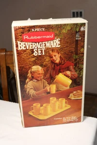1970s Vintage 8 Piece Rubbermaid Beverage Ware Set in Box NEW OLD STOCK - Picture 1 of 1