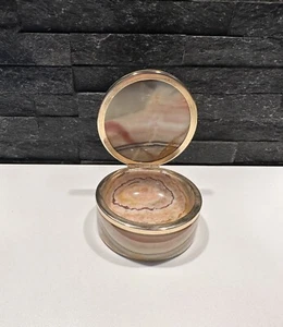 Stunning Vintage G.S.E. Ottone Garantito Onyx Jewellery Trinket Box - Picture 1 of 9