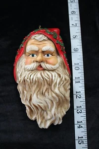 Vintage Victorian Style Santa Claus Face Christmas Ornament Antiqued - Picture 1 of 2