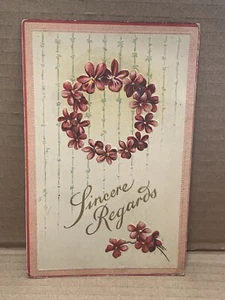 Vintage 1913 Sincere Regards Postcard Flowers Raised Personalized Posted Love - Picture 1 of 6