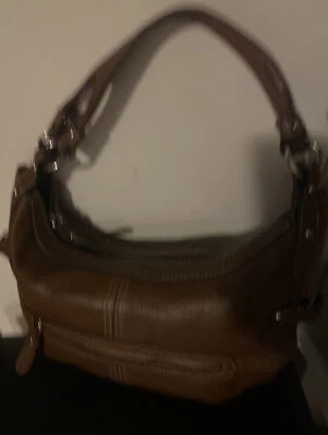 Franco Sarto Leather Tote Brown Silver Hardware Double Ring Strap Hand Bag - Image 1 of 4