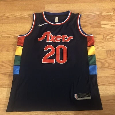 Rare Philadelphia 76ers NIANG #20 basketball jersey. 75th Anniv Spectrum Sz 50 - Photo 1/4