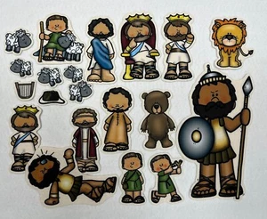 David & Goliath & King Saul Harp Felt Figures for Bible Flannel Felt Board New - Picture 1 of 1