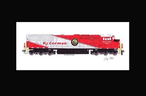 RJ Corman 50 Aniversario SD70M 1973 11""x17"" Estampado Enmarañado Andy Fletcher Firmado - Imagen 1 de 1