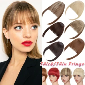 Clip in on Fringe Air Bangs Thin Hair Extensions Front Wispy Hairpiece as Human - Picture 1 of 63