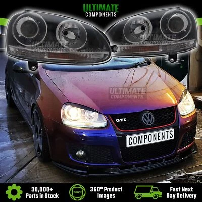 VW Golf Mk5 Hatchback 2003-2009 Projector Headlights Set R32 GTi Xenon Look - Image 1 of 4