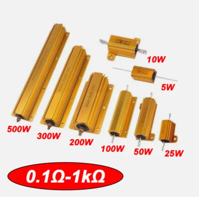 5W/10W/25W/50W/100W/200W/300W/500W Golden Aluminium Load Resistor Wirewound RX24 - Image 1 of 4