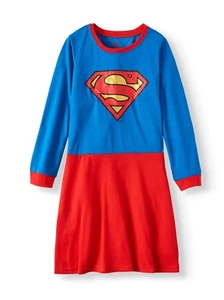 Supergirl Long Sleeve Nightgown Pajama Girl Size 6/6X - Picture 1 of 1