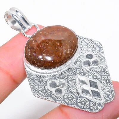 Colgante de joyería de plata de ley 925 con piedras preciosas hechas a mano de bronce 2,13" N423 Foto 1 de 4