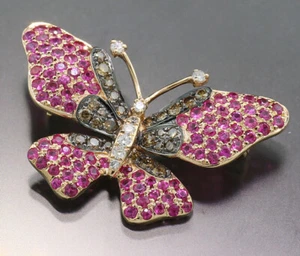 Colgante/broche diamante zafiro mariposa oro rosa 750 valor € 4.400 rosa - Imagen 1 de 5