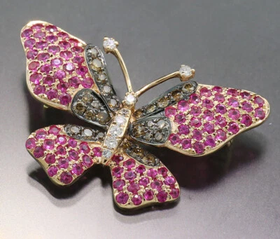 Zafiro Diamante Colgante/Broche Mariposa 750er Oro Rosa Valor Rosa - Imagen 1 de 4