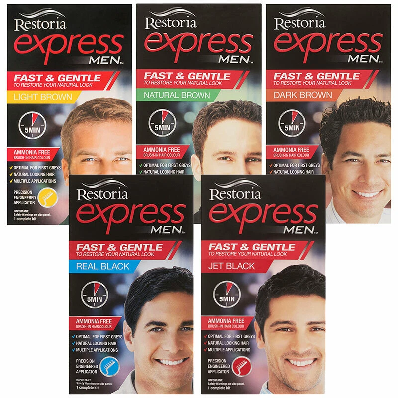Restoria Express Men Hair Colour Kit Fast & Gentle Ammonia Free Brush In Colour - image 1 of 1