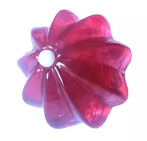 Antiker Knopf groß himbeerrosa-rot Glas Swirlback, größer als die meisten, 1800er - Bild 1 von 5