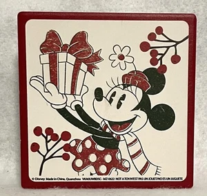 Disney MICKEY & MINNIE MOUSE Ceramic Drink Coasters | Square Red Holiday - Picture 1 of 4