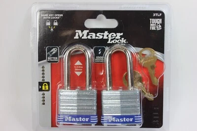 Master Lock 3TLF Laminated Steel Padlock with Key 2 Pack Keyed-Alike - Image 1 of 2