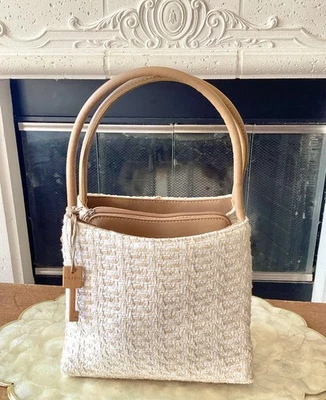 Bolso Cartera Fossil Tweed 75082 Patrón Tejido Blanco Marrón  Foto 1 de 4