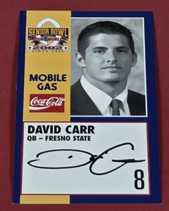Tarjeta de novato David Carr RC 2002 Senior Bowl Fresno State Bulldogs Houston Texans - Imagen 1 de 2