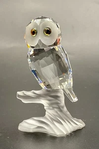 Vintage Swarovski Kristall EULE AUF AST Figur mit Schwan Logo, Made in Austria. ANSEHEN ** - Bild 1 von 14