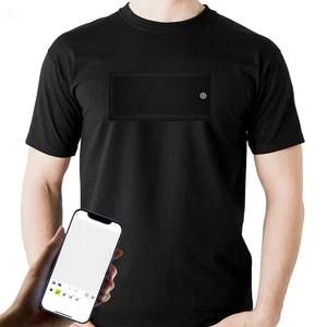 Light Up Shirt Programmable LED T Shirt Black Rechargeable For Bar For - Picture 1 of 12