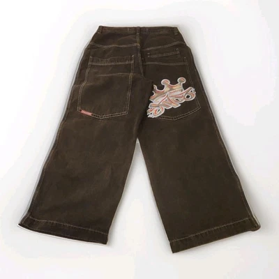 NOVO EM FOLHA Vintage Y2K JNCO Azul Grande Coroa Bolso Lavado Largo Jeans Baggy Tamanho 34 - Imagem 1 de 4