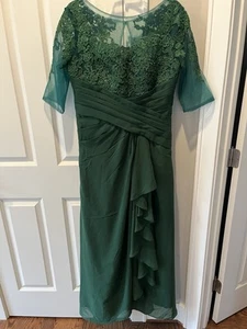 Gown Emerald Green Lace & Chiffon Wedding Mother of the Bride Dress, Size 14 - Picture 1 of 6