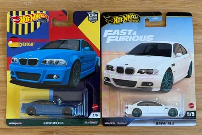 Hot Wheels BMW M3 E46 Deutschland Design and Fast and Furious White E46 M3 - Image 1 of 3