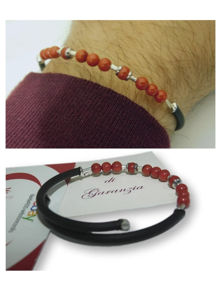 Bracciale in Corallo con Argento 925 di Uomo e DonnA BraccialeTto da Vero Affare - Immagine 1 di 1
