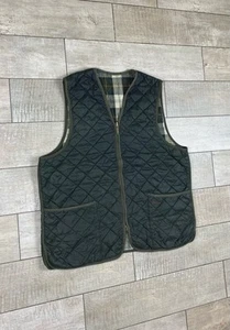 Barbour Quilted Gilet Mens Vintage Full Zip Sleeveless Vest, Green Size 46 - Picture 1 of 8