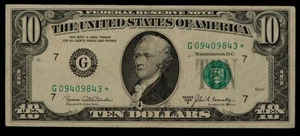 FR 2020-G* $10 1969 B Federal Reserve Note US - Star Note - SKU-CA1357 - Picture 1 of 2
