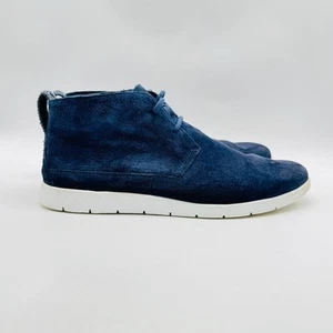 Ugg Shoes Mens 11 Blue Suede Casual Sheepskin Lined Ankle Boots Sneakers - Picture 1 of 10