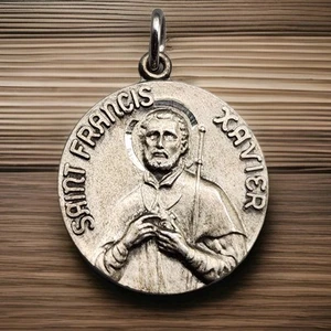 Vtg Saint Francis Xavier Sterling Medal Antaya Society of Jesus Charm 925 Silver - Picture 1 of 6