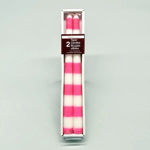 Luminessence Taper Candles 10" Neon Pink & White Unscented 2 Pack - Picture 1 of 5