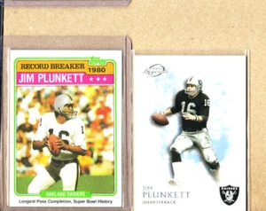 Jim Plunkett-2 Card Lot-1981 ToppsRB+2011 Topps Legends-Raiders-Patriots-QB-NMT+ - Picture 1 of 1