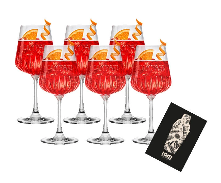 Campari Reliefglas 6er Set Ballon Glas Gläser Stielglas Longdrink Cocktail Glas