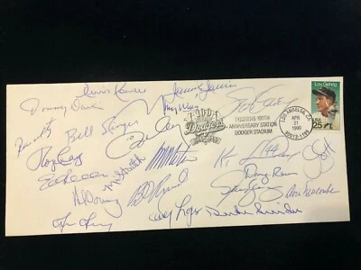 Los Angeles Dodgers 100th Anniversary Cachet Signed by 22 Infield Snider + JSA  - Image 1 of 2