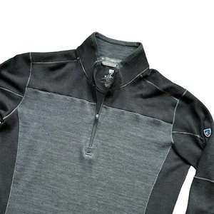 Kuhl Ryzer Pullover Sweater Mens Sz Small Gray Black 1/4 1/2 Zip Stretch - Picture 1 of 8