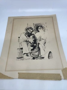 Pablo PICASSO 1936 -Scene De Famille -Antique  Print Rare 9” X11” Unframed - Picture 1 of 6