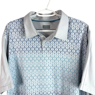 Camisa polo de golf Ashworth Performance para hombre XL gris azul elástica secado rápido *leer Foto 1 de 4